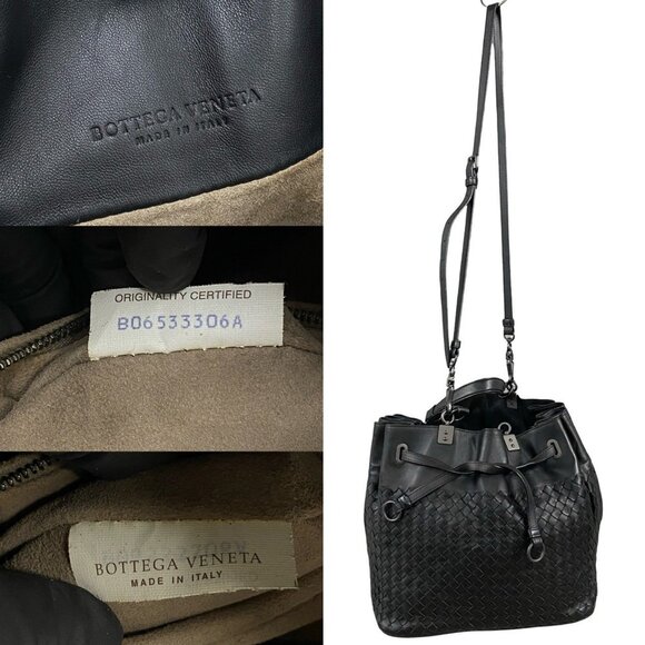 BOTTEGA VENETA Black Leather Intrecciato Shoulder Bag - Picture 3 of 8